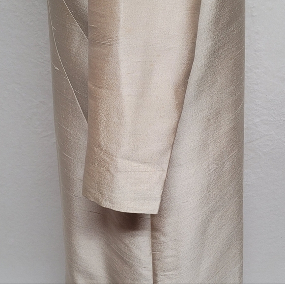 50s Rare Vintage Cream Peach Raw Silk Satin Knit Boxy Frog Clasp Opera Coat - Picture 9 of 14